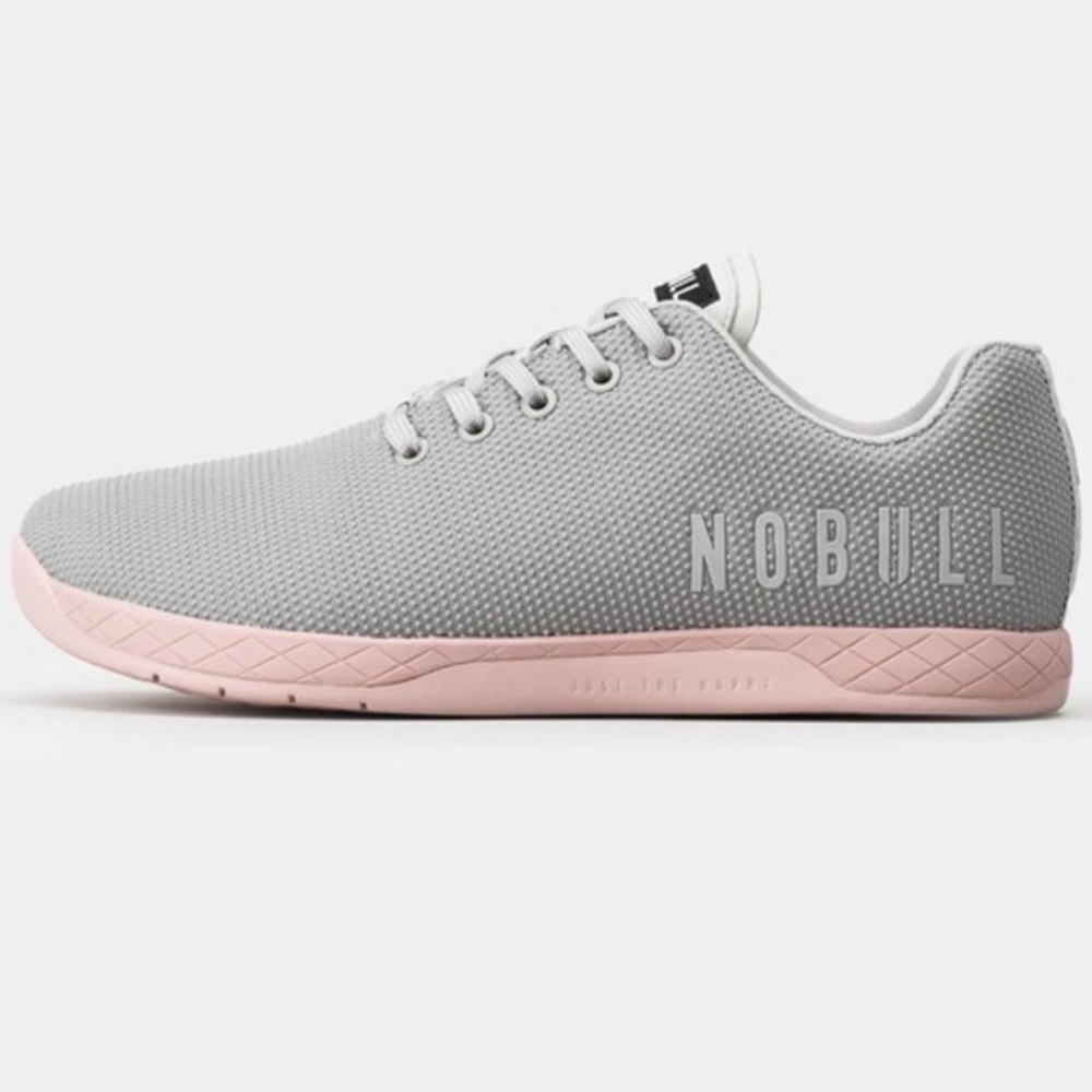 NOBULL Women's Gray and Pink Trainers, lifting athletic gym sneaker shoes
